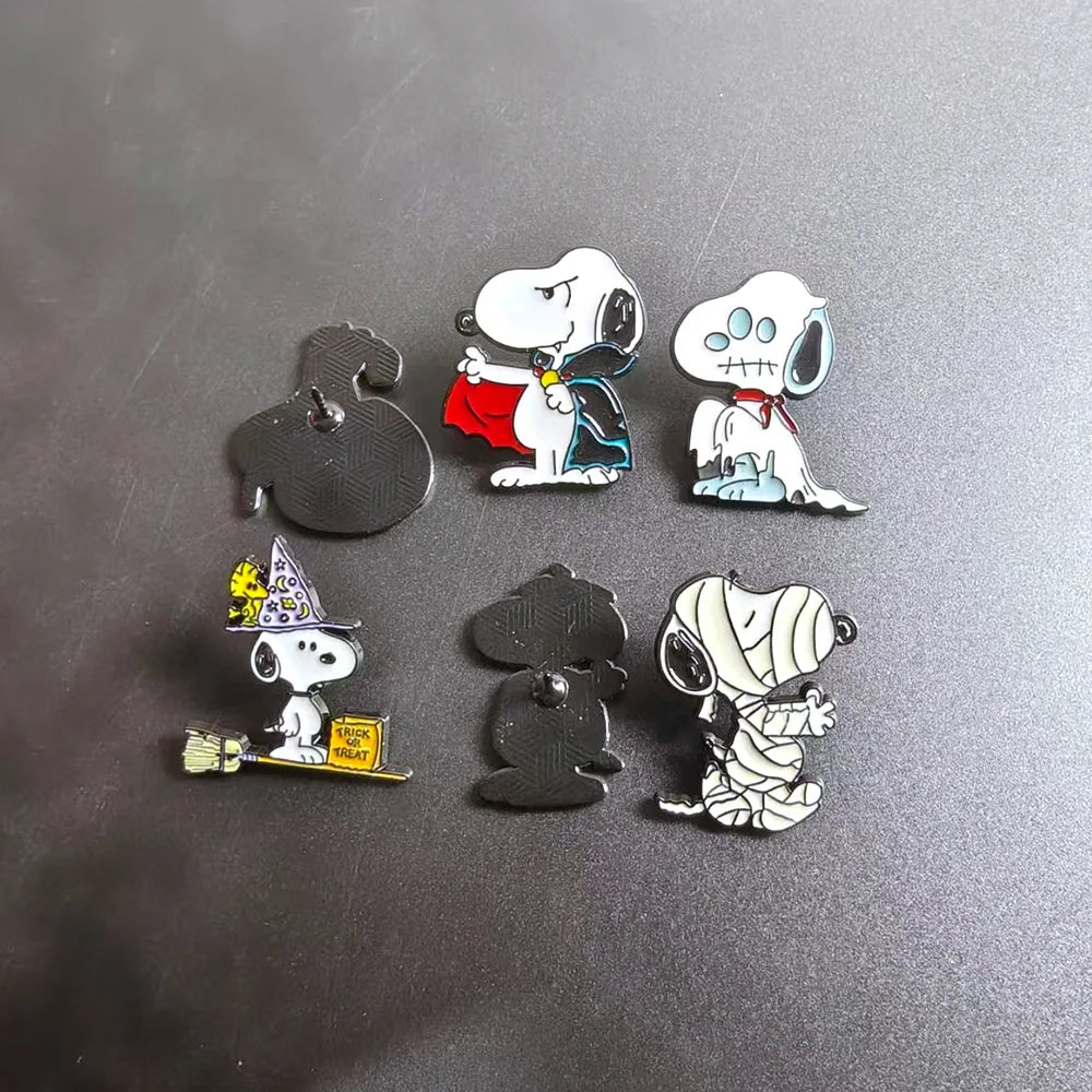 6Pcs/Set Snoopy Halloween Enamel Pins, Cute Cartoon Dog Brooches, Kawaii Lapel Pins for Backpacks Hats, Halloween Gifts for Fans